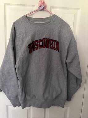 Steve & Barry's Gray Crewneck Sweatshirt with Red Wisconsin Logo